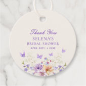 Hij geeft Paarse vlinders dank u bruids showe Bedankjes Labels (Voorkant)