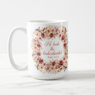 Hij geneest de gebroken harten Herfst Bloemen Koffiemok