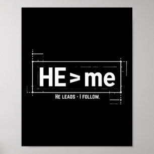 Hij groter dan - hij leidt volg - christelijk poster