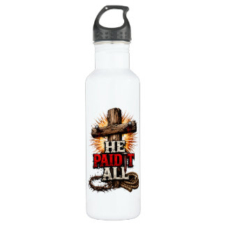 Hij heeft alles betaald – Cross & Nail Christelijk Waterfles