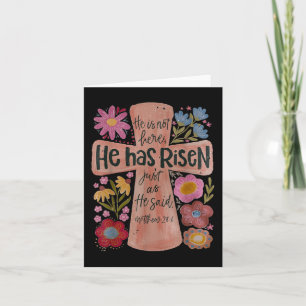 Hij heeft Christelijke paasboho-bloem verrezen Kaart