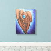 Hij heeft de hele wereld in zijn handen. canvas afdruk (Insitu (Houten vloer))