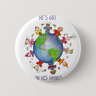 Hij heeft de hele wereld in zijn handen ronde button 5,7 cm