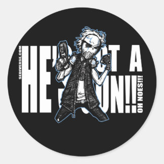 Hij heeft een Pistolen Sticker