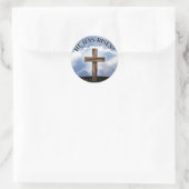 Hij heeft een rigoureus dwarse hemel ronde sticker (Tas)