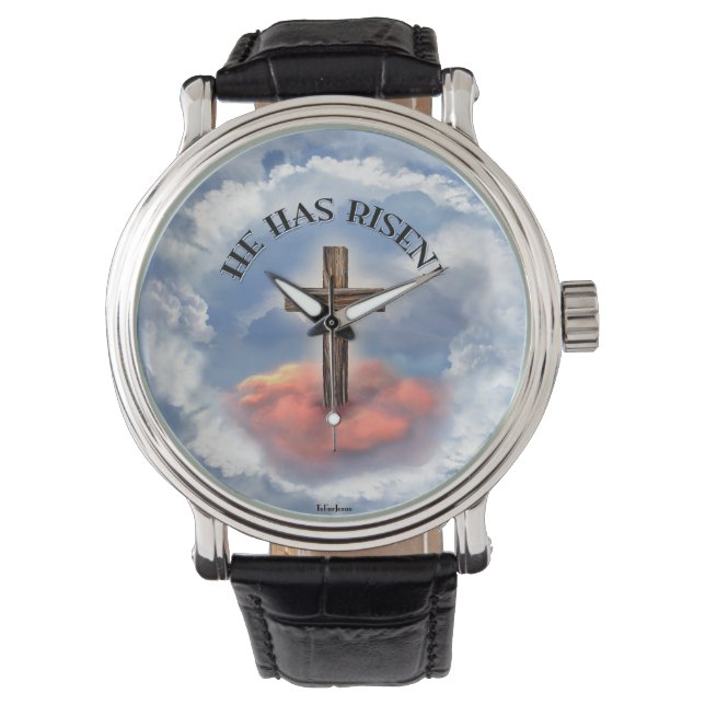 Hij heeft een ruig kruis met wolken. horloge (Voorkant)