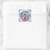 Hij heeft een ruig kruis met wolken. vierkante sticker (Tas)