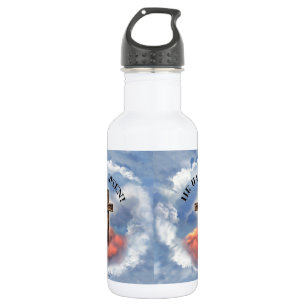 Hij heeft een ruig kruis met wolken. waterfles 