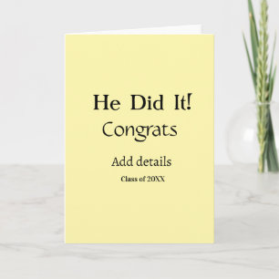 hij heeft het gedaan gefeliciteerd afstuderen voeg kaart