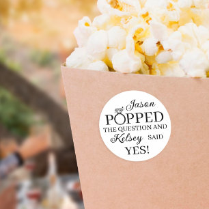 Hij Heeft Ja Gevraagd Trouwpopcorn Favor Ronde Sticker