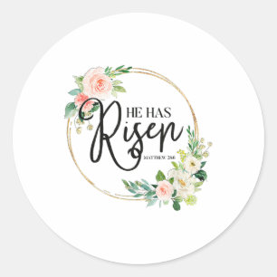 Hij heeft Matthew 286 Flora Christelijk Pasen Ronde Sticker