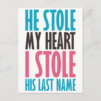 Hij heeft mijn hart gestolen (in blauw en roze) briefkaart