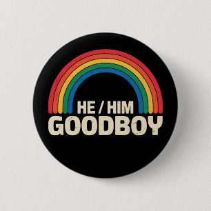 Hij Hem Goede Jongen Regenboog LGBTQ Gay Pride Bon Ronde Button 5,7 Cm