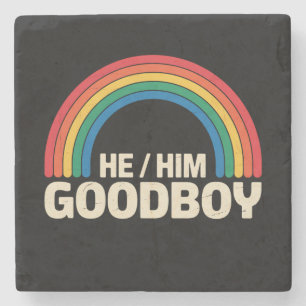 Hij Hem Goede Jongen Regenboog LGBTQ Gay Pride Bon Stenen Onderzetter