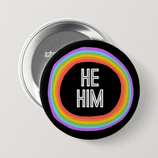 HIJ HEM Kleurrijke gender-regenboogcirculatieprono Ronde Button 7,6 Cm (Voorkant /achterkant)
