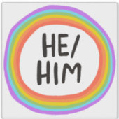 HIJ/HEM Pronounge Rainbow Circle Handlettering Sticker (Voorkant)