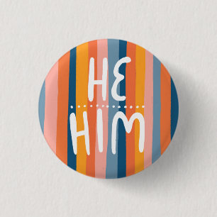 HIJ/HEM Pronounges Colorful Handlettering Stripes Ronde Button 3,2 Cm