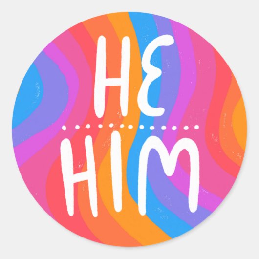HIJ/HEM Pronounouns Rainbow Handlettering Sheet of Ronde Sticker (Voorkant)