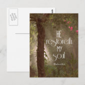 Hij herstelt mijn Soul Bible Verse Briefkaart (Voorkant / Achterkant)