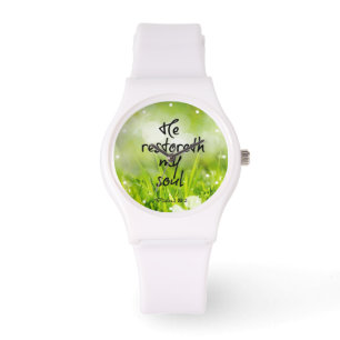 Hij herstelt mijn Soul Bible Verse Horloge