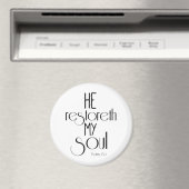 Hij herstelt mijn Soul Bible Verse Magneet (Insitu (Vaatwasser))