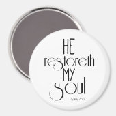 Hij herstelt mijn Soul Bible Verse Magneet (Voorkant / Achterkant)