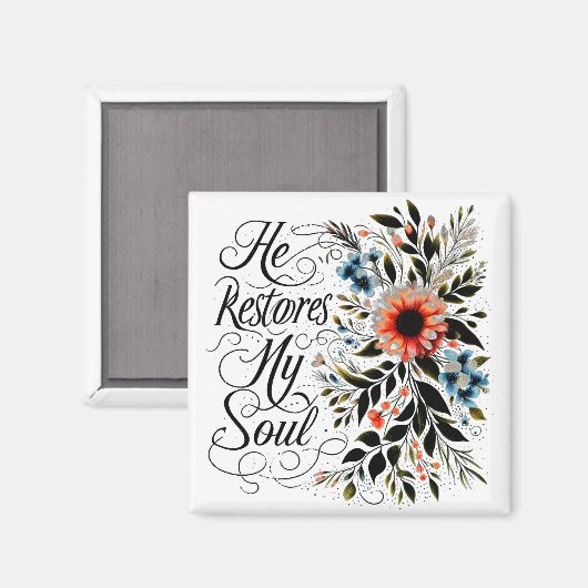 Hij herstelt mijn ziel in bloei magneet (Voorkant / Achterkant)