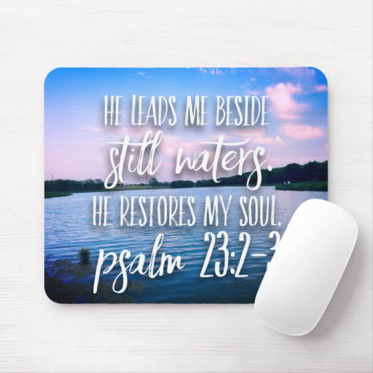 Hij herstelt nog steeds mijn Bijbelse meer Muismat (Met muis)