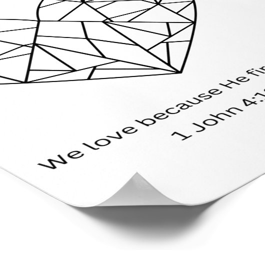 Hij hield eerst van ons mozaïek hart kleurplaat poster (Hoek)