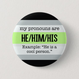 Hij/hij Pronouns - Agender Flag Ronde Button 5,7 Cm