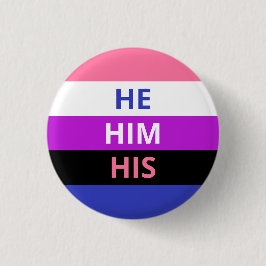 Hij/hij Pronouns Genderfluiddas Ronde Button 3,2 Cm
