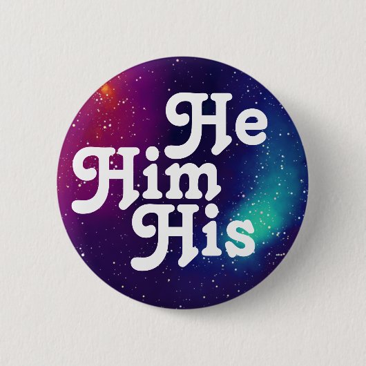 Hij/hij/Zijn Galaxy Pronoun Ronde Button 5,7 Cm (Voorkant)