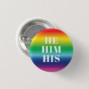 Hij, hij, Zijn, Pronouns - Lgbetq pride regenboog Ronde Button 3,2 Cm
