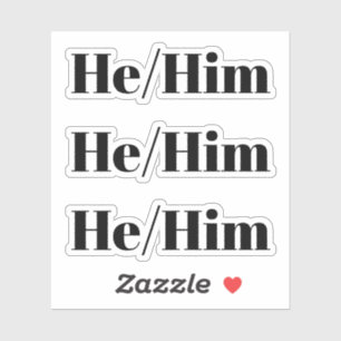 Hij, hij, zwarte letters - 3 stickers per vel
