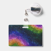 Hij/Him Rainbow Galaxy Badge (Achterkant met intrekbare clip)