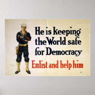 Hij houdt de wereld veilig voor democratie poster