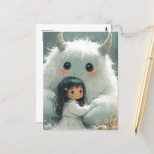 Hij houdt me veilig klein meisje, haar monstervrie briefkaart