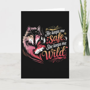 Hij Houdt Me Veilig Zij Houdt Me Wolf Kunst Liefhe Kaart