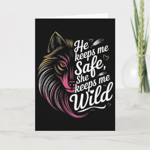 Hij Houdt Me Veilig Zij Houdt Me Wolf Kunst Minnaa Kaart
