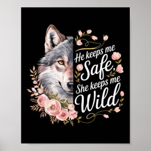 Hij Houdt Me Veilig Zij Houdt Me Wolf Kunst Minnaa Poster