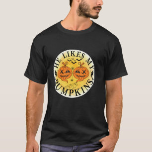 Hij houdt van mijn pompoenen grappige Halloween Gh T-shirt