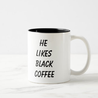 Hij houdt van zwarte koffie tweekleurige koffiemok