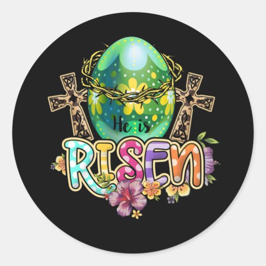Hij is Christelijk Easter Happy Day Ronde Sticker (Voorkant)