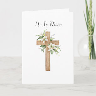Hij is Christelijk Paasfeest Bloemenkruis verrezen Feestdagen Kaart