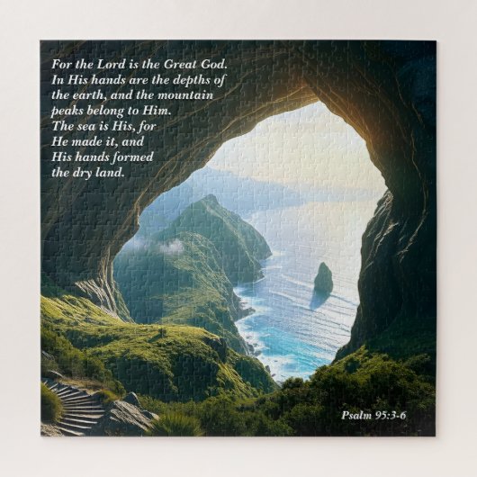 Hij is de Grote God, God en Scheppingsvers Legpuzzel (Verticaal)