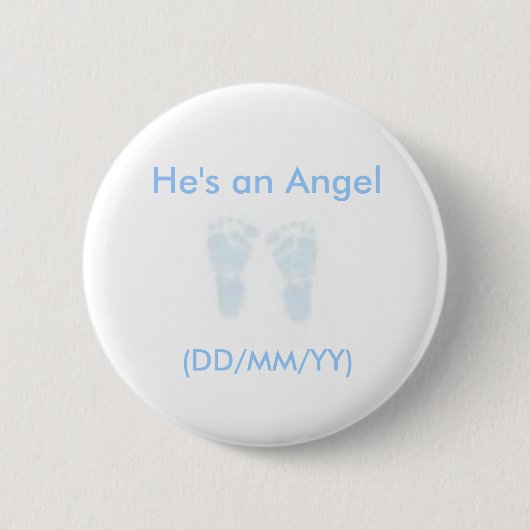 Hij is een Angel-knop. Ronde Button 5,7 Cm (Voorkant)