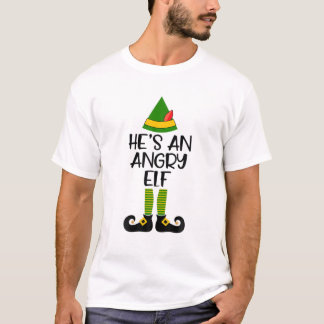 Hij is een angry Elf Matching Familie Kerstmis Paj T-shirt
