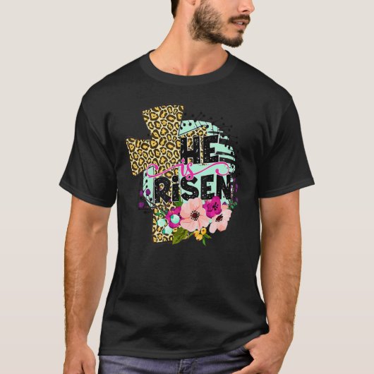 Hij is een gewonde Floral Cross Christelijk Jezus T-shirt (Voorkant)