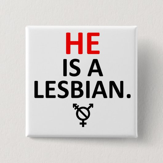 hij is een lesbische niet - binaire badge vierkante button 5,1 cm (Voorkant)