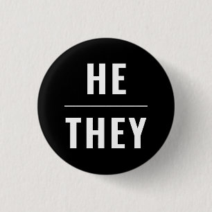 Hij is een man met een vrouw met witte zwarte lgbt ronde button 3,2 cm